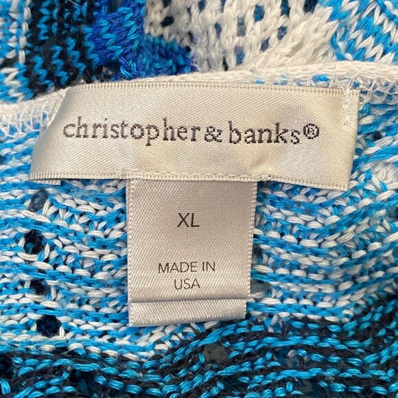 Christopher & Banks Open Front Knit Cardigan XL Blue Oceancore Mermaid Coastal - Picture 5 of 7
